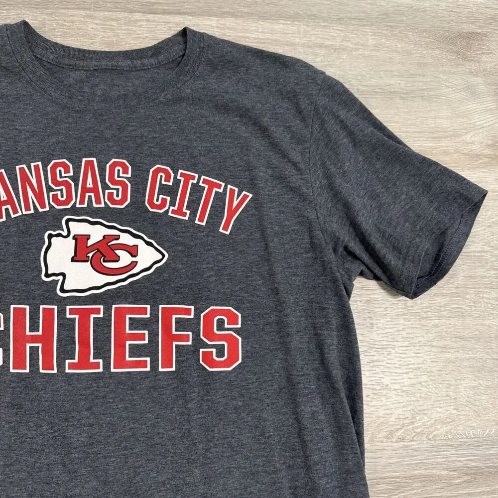 Kansas City Chiefs Shirt NFL Fanatics Men’s Gray Large Short Sleeve Football